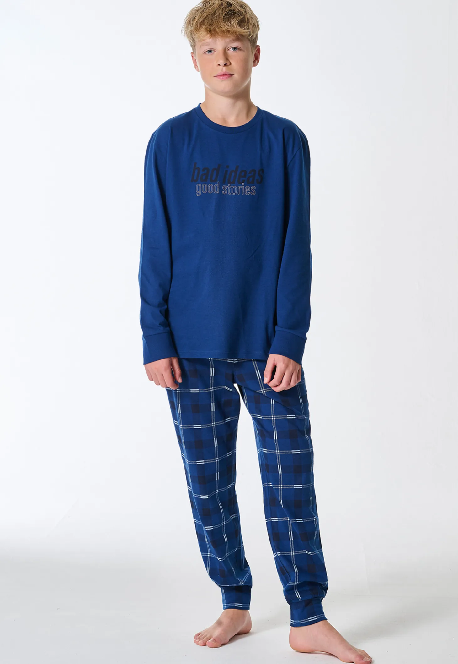 Schlafanzug lang Karo royal - Teens Nightwear