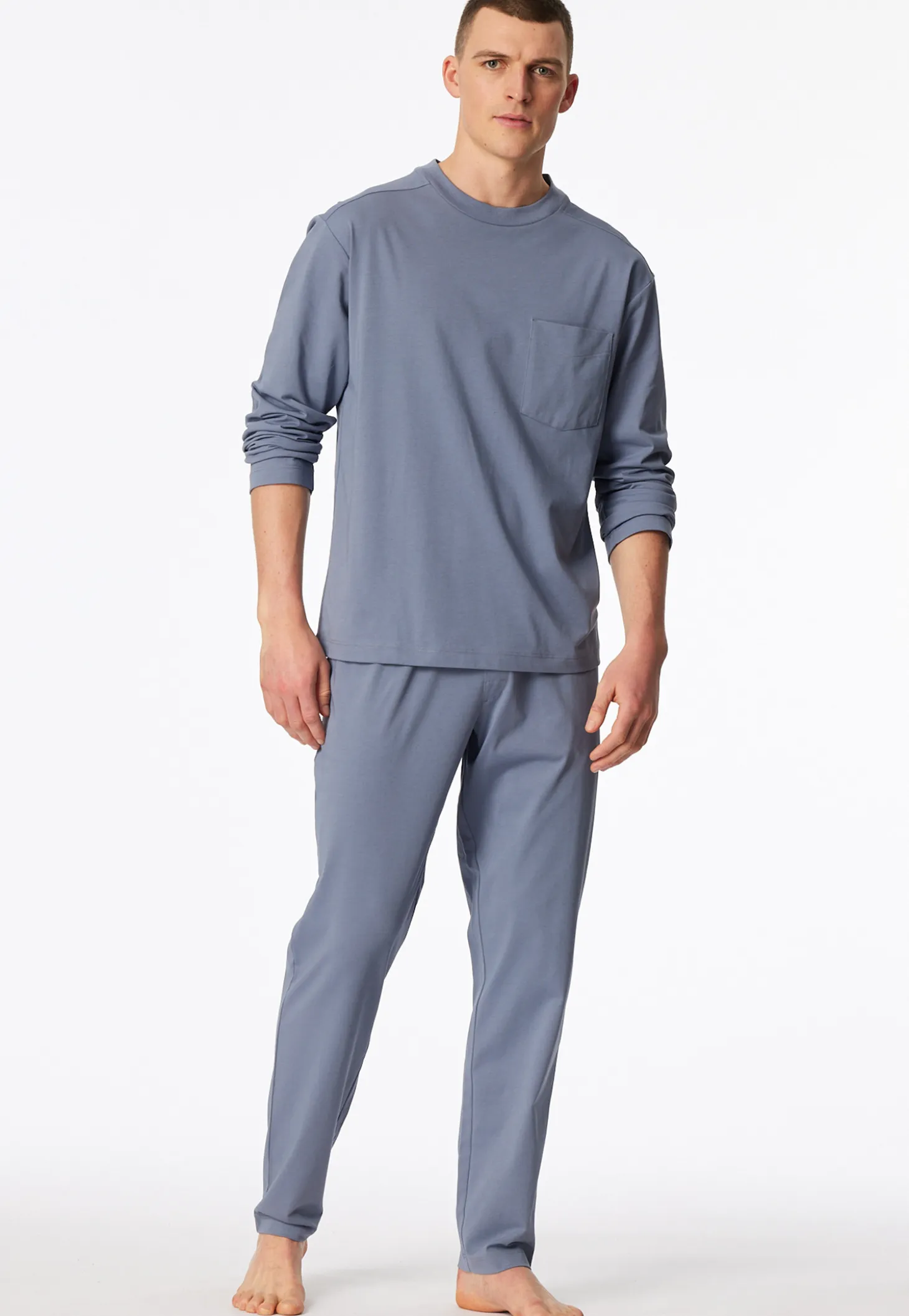 Schlafanzug lang oversized blaugrau - Modern Nightwear