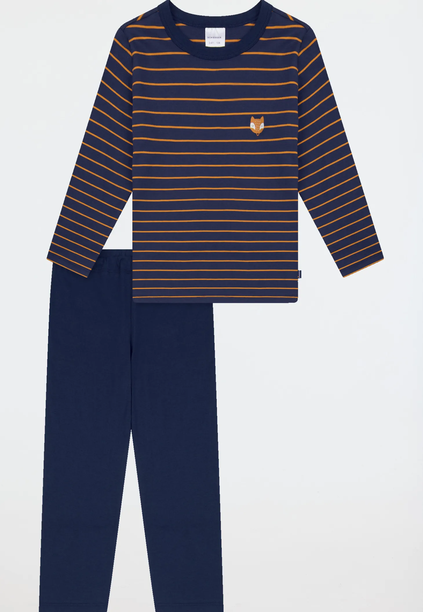 Schlafanzug lang Ringel Fuchs curry - Kids Nightwear