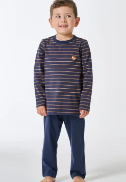 Schlafanzug lang Ringel Fuchs curry - Kids Nightwear