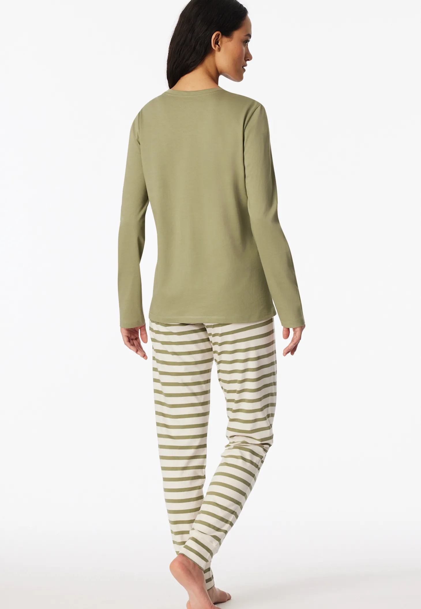 Schlafanzug lang Ringel linde - Casual Essentials