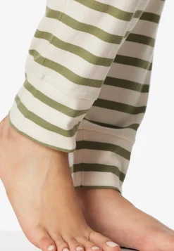 Schlafanzug lang Ringel linde - Casual Essentials