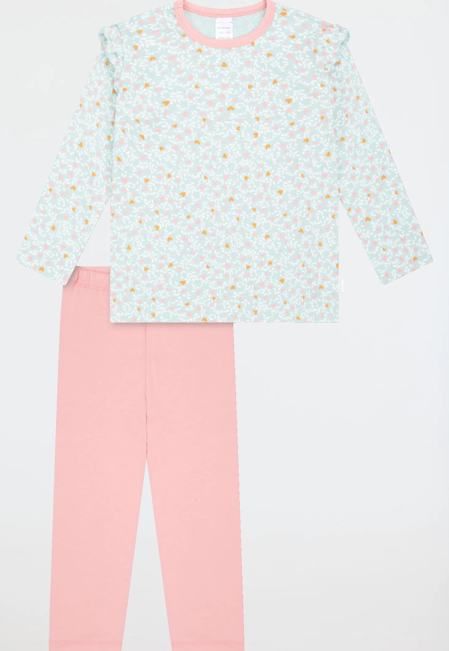 Schlafanzug lang Rüschen Herzchen multicolor - Kids Nightwear
