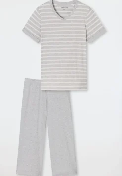Schlafanzug 3/4-lang silbergrau-meliert - Casual Essentials