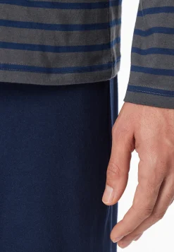 Schlafanzug lang Streifen anthrazit - Casual Essentials