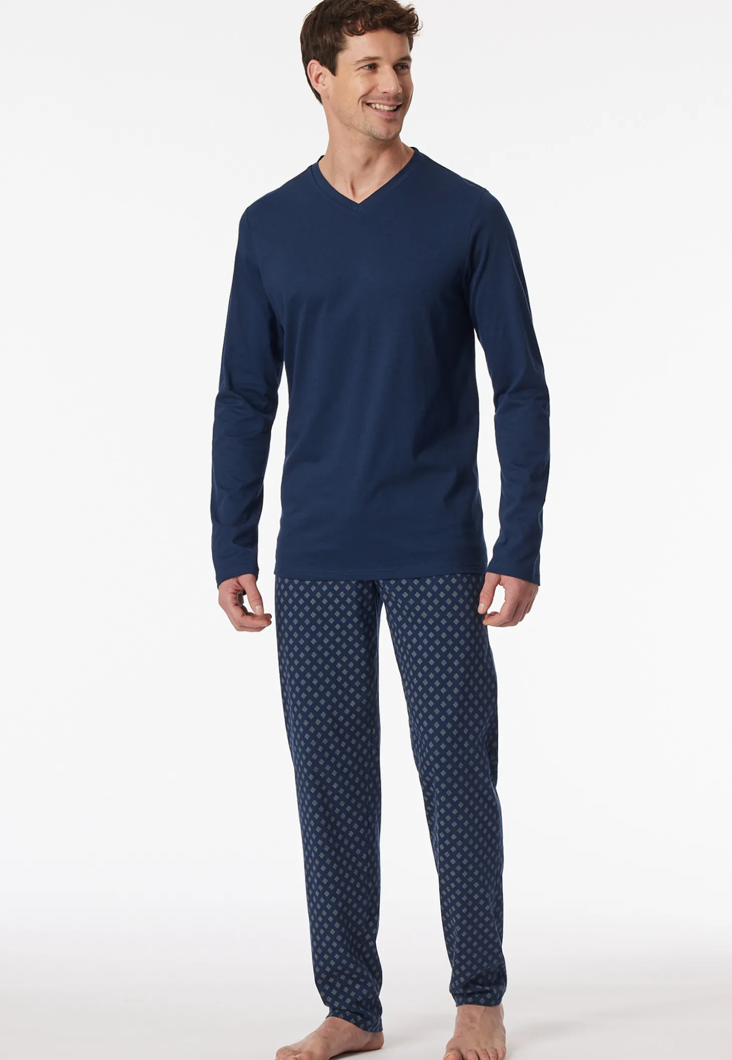 Schlafanzug lang V-Ausschnitt admiral - Casual Essentials