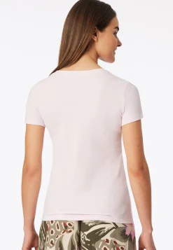 Shirt kurzarm Doppelripp Druckknöpfe rosé - Mix+Relax
