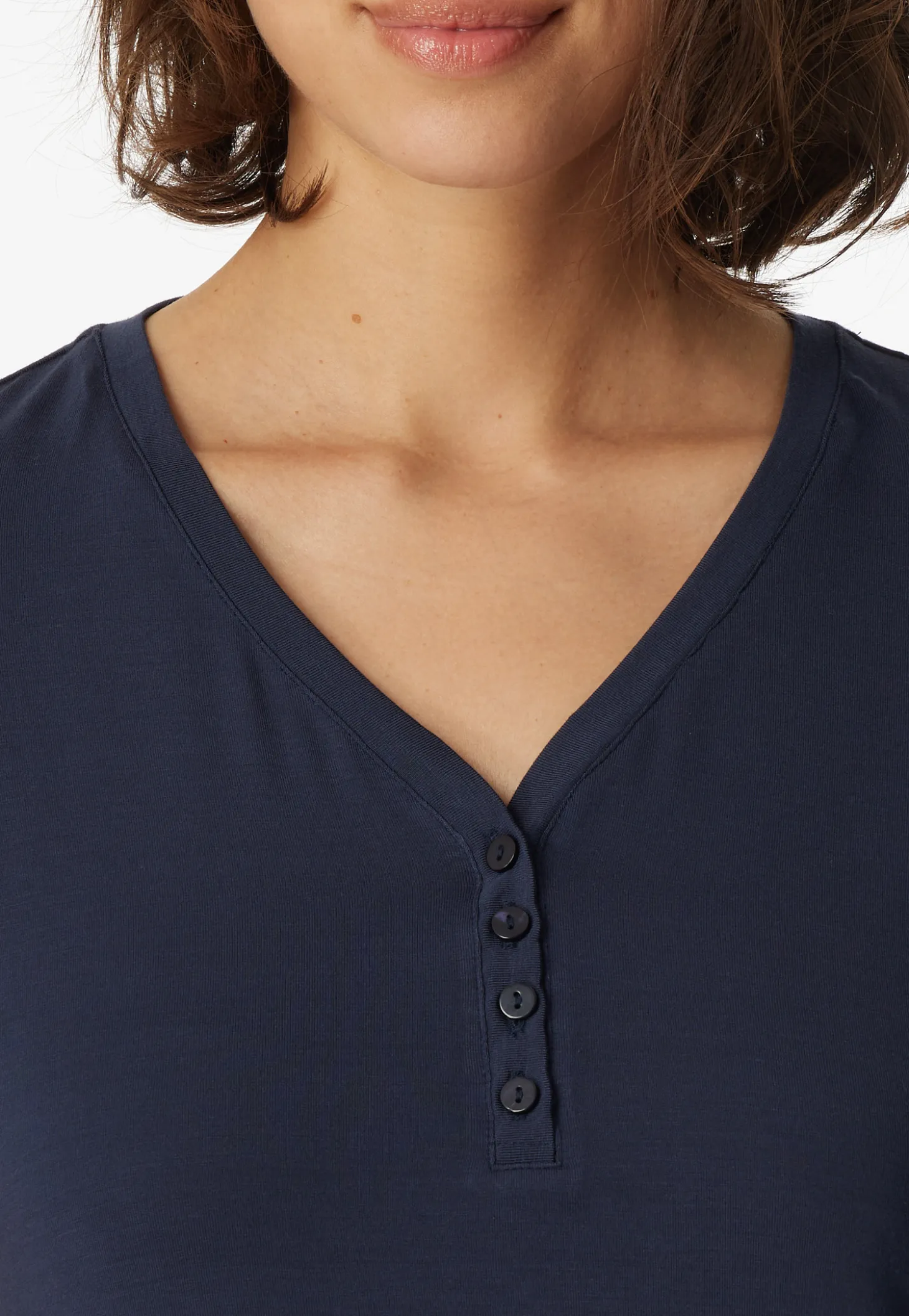 Shirt kurzarm Henley Knopfleiste blau - Mix+Relax