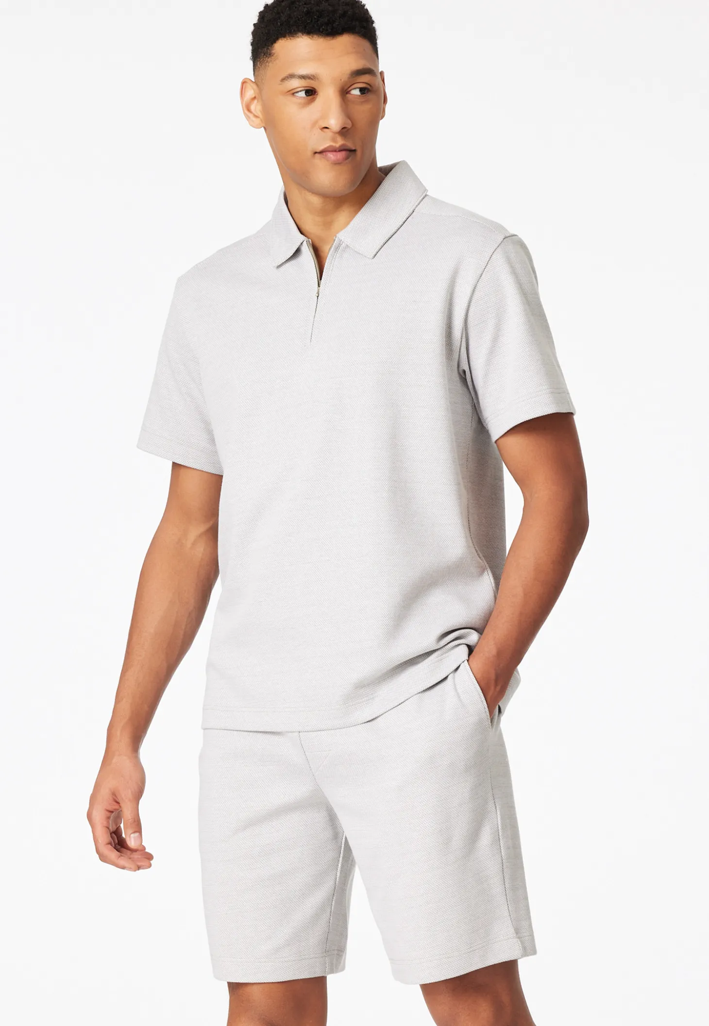 Shirt kurzarm Jacquard Reißverschluss jade - Mix+Relax