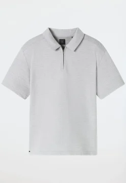 Shirt kurzarm Jacquard Reißverschluss jade - Mix+Relax