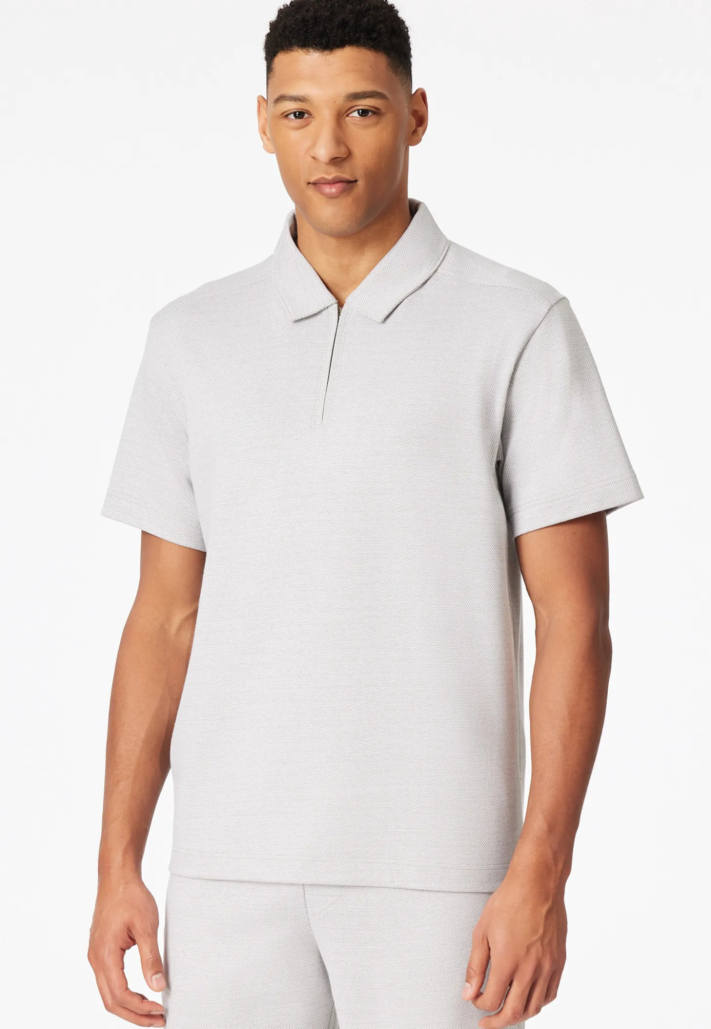 Shirt kurzarm Jacquard Reißverschluss jade - Mix+Relax