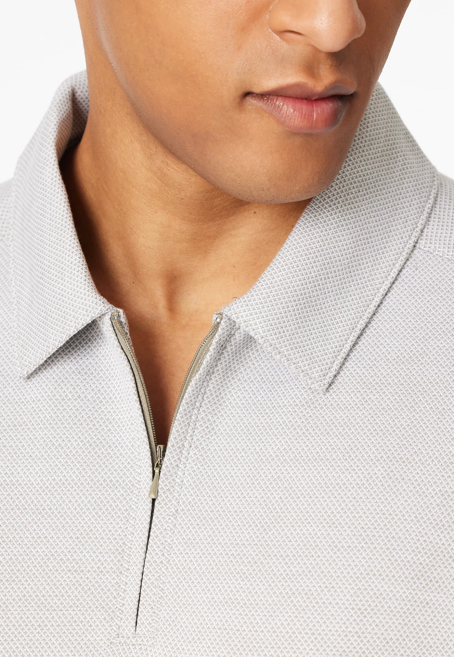 Shirt kurzarm Jacquard Reißverschluss jade - Mix+Relax