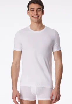 Shirt kurzarm Jersey elastisch rundhals weiß - Long Life Soft