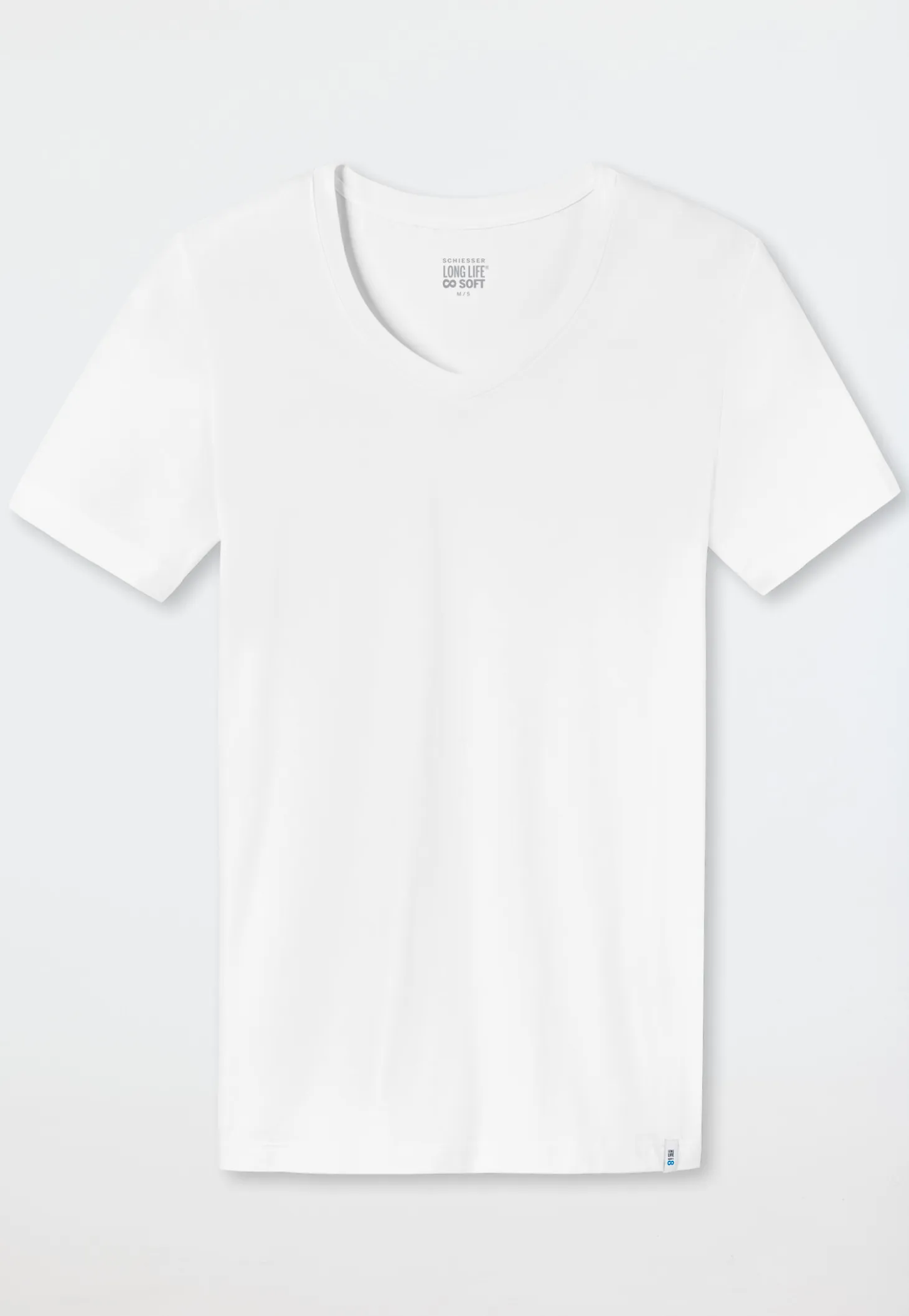 Shirt kurzarm Jersey elastisch V-Ausschnitt weiß - Long Life Soft