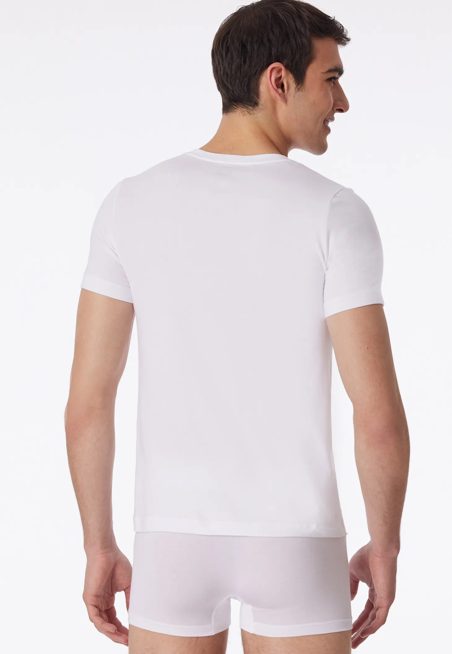 Shirt kurzarm Jersey elastisch V-Ausschnitt weiß - Long Life Soft