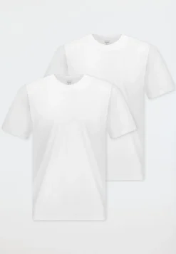 Shirt kurzarm Jersey 2er-Pack rundhals weiß - American T-Shirt