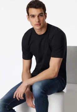Shirt kurzarm Jersey 2er-Pack rundhals schwarz - American T-Shirt