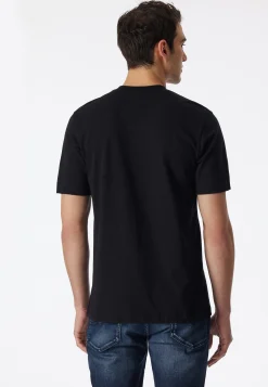 Shirt kurzarm Jersey 2er-Pack rundhals schwarz - American T-Shirt