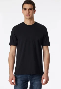 Shirt kurzarm Jersey 2er-Pack rundhals schwarz - American T-Shirt