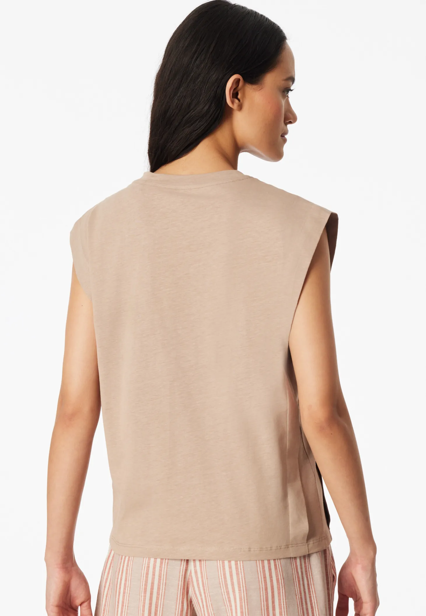 Shirt kurzarm Leinen mocha - Mix+Relax