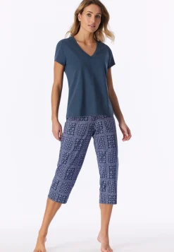 Shirt kurzarm V-Ausschnitt deep blue - Mix+Relax