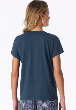 Shirt kurzarm V-Ausschnitt deep blue - Mix+Relax