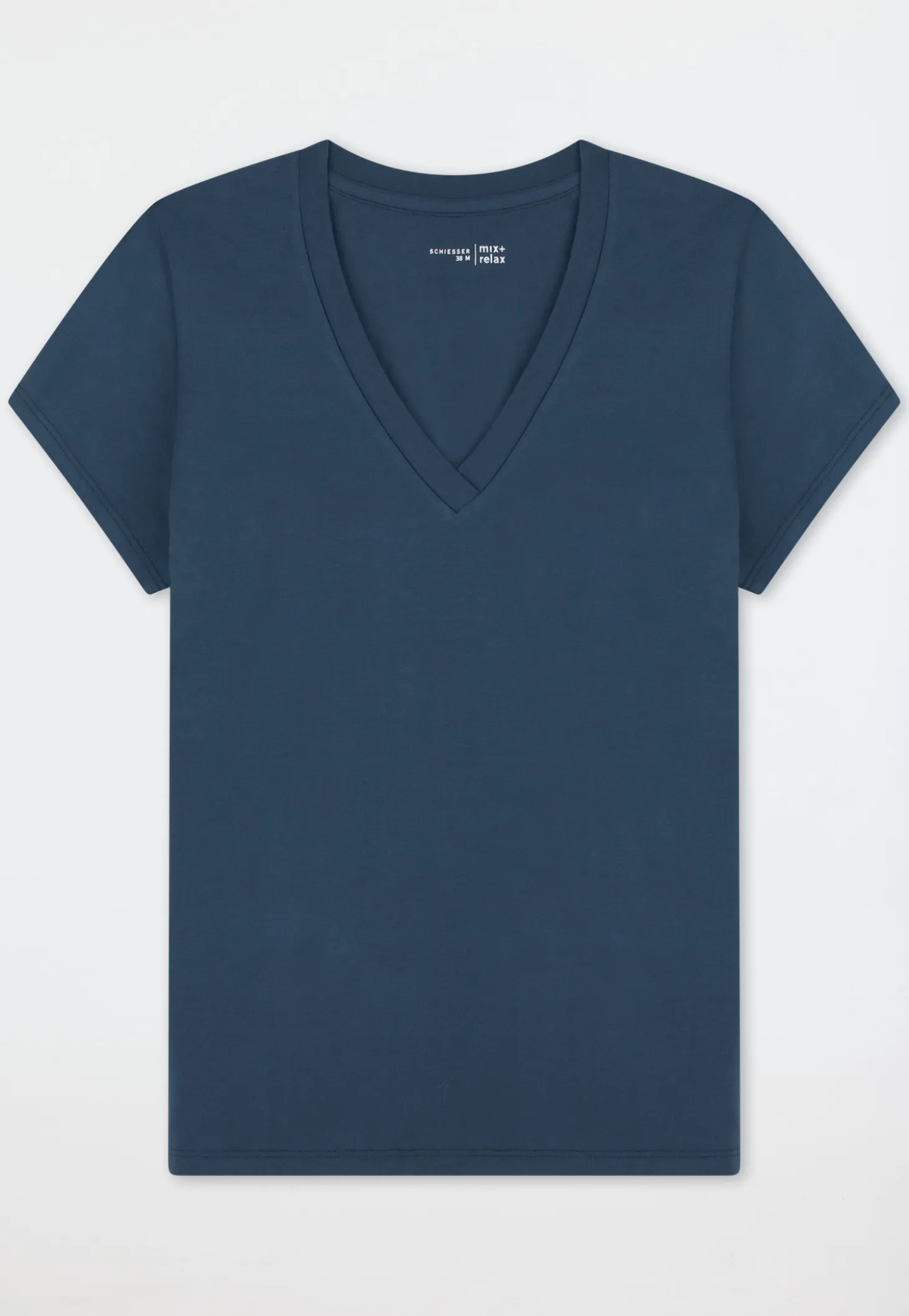 Shirt kurzarm V-Ausschnitt deep blue - Mix+Relax