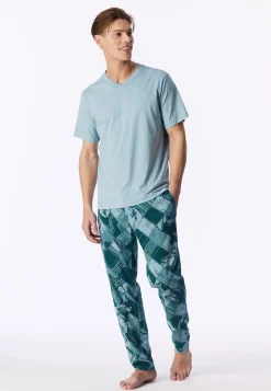 Shirt kurzarm V-Ausschnitt eisblau - Mix+Relax