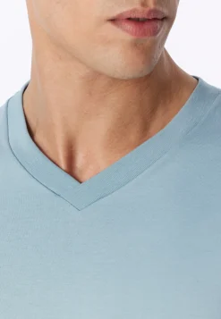 Shirt kurzarm V-Ausschnitt eisblau - Mix+Relax
