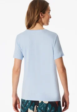 Shirt kurzarm V-Ausschnitt hellblau - Mix+Relax