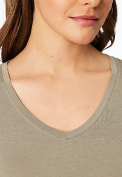 Shirt kurzarm V-Ausschnitt jade - Mix+Relax