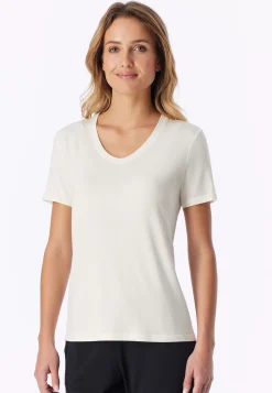 Shirt kurzarm V-Ausschnitt naturweiß - Mix+Relax