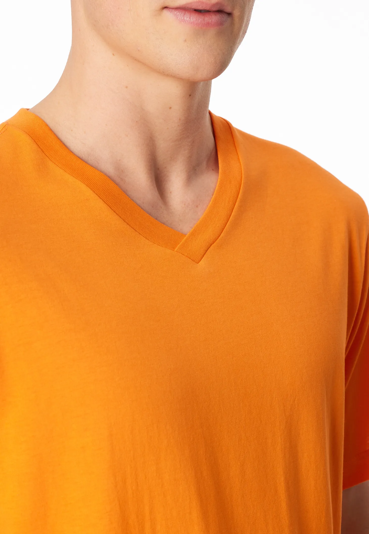 Shirt kurzarm V-Ausschnitt orange - Mix+Relax