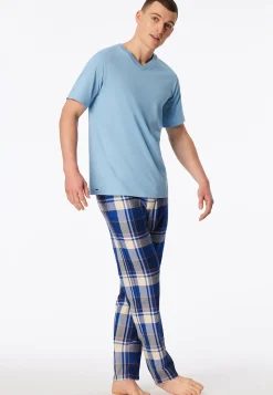 Shirt kurzarm V-Ausschnitt pacific blue - Mix+Relax