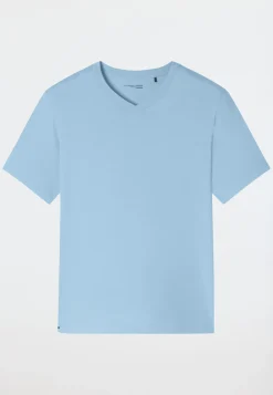 Shirt kurzarm V-Ausschnitt pacific blue - Mix+Relax