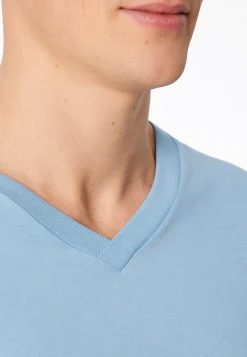 Shirt kurzarm V-Ausschnitt pacific blue - Mix+Relax