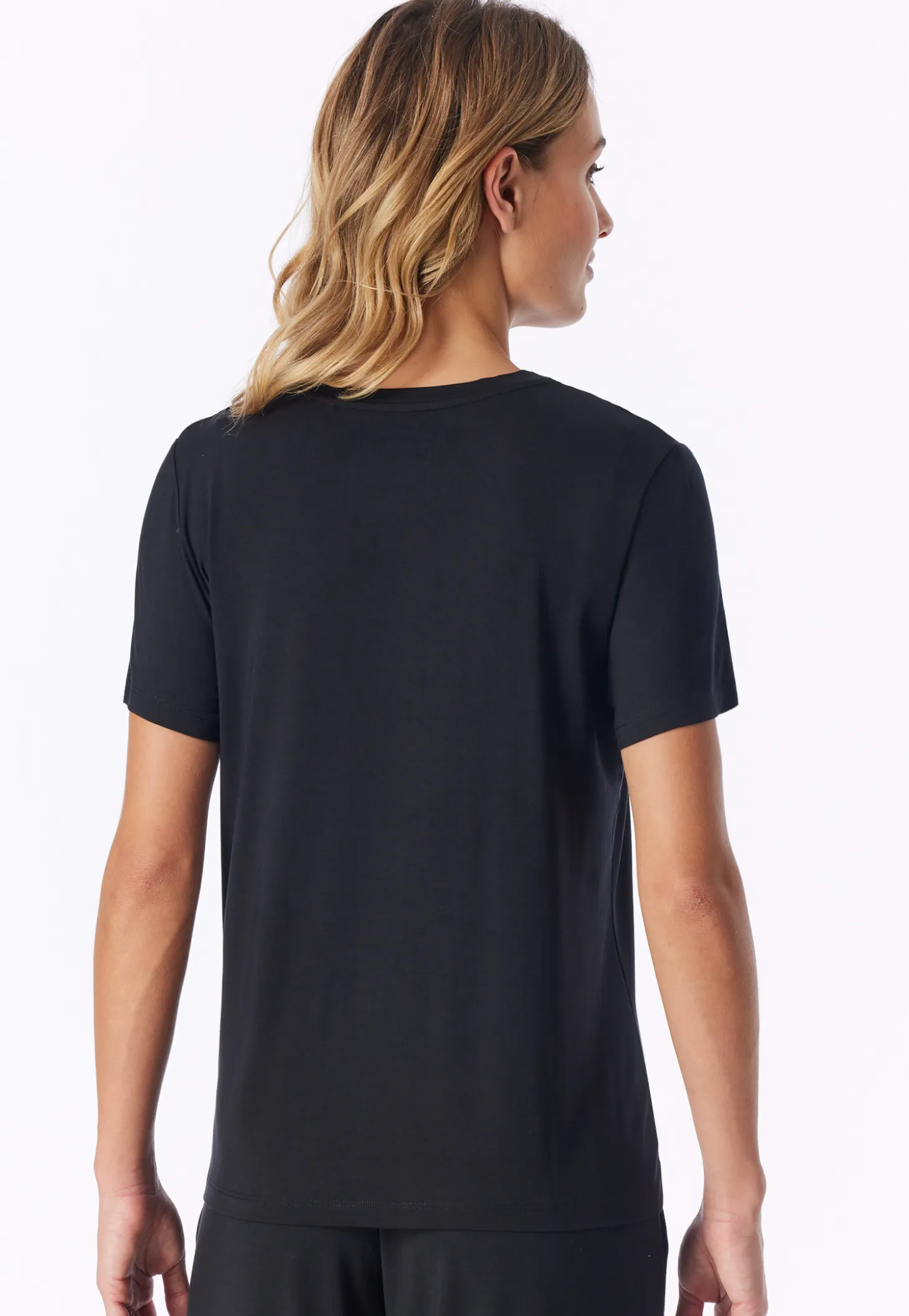 Shirt kurzarm V-Ausschnitt schwarz - Mix+Relax