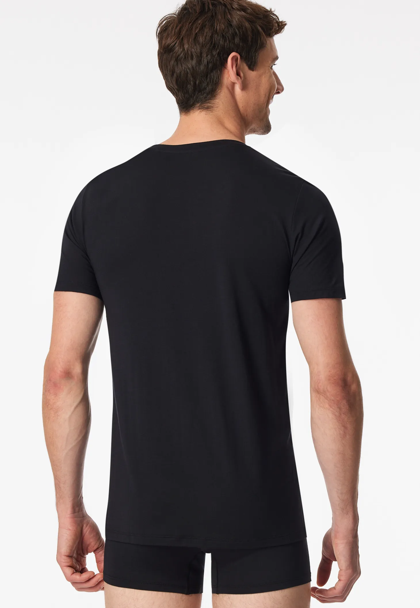 Shirt kurzarm V-Ausschnitt schwarz - Premium Modal