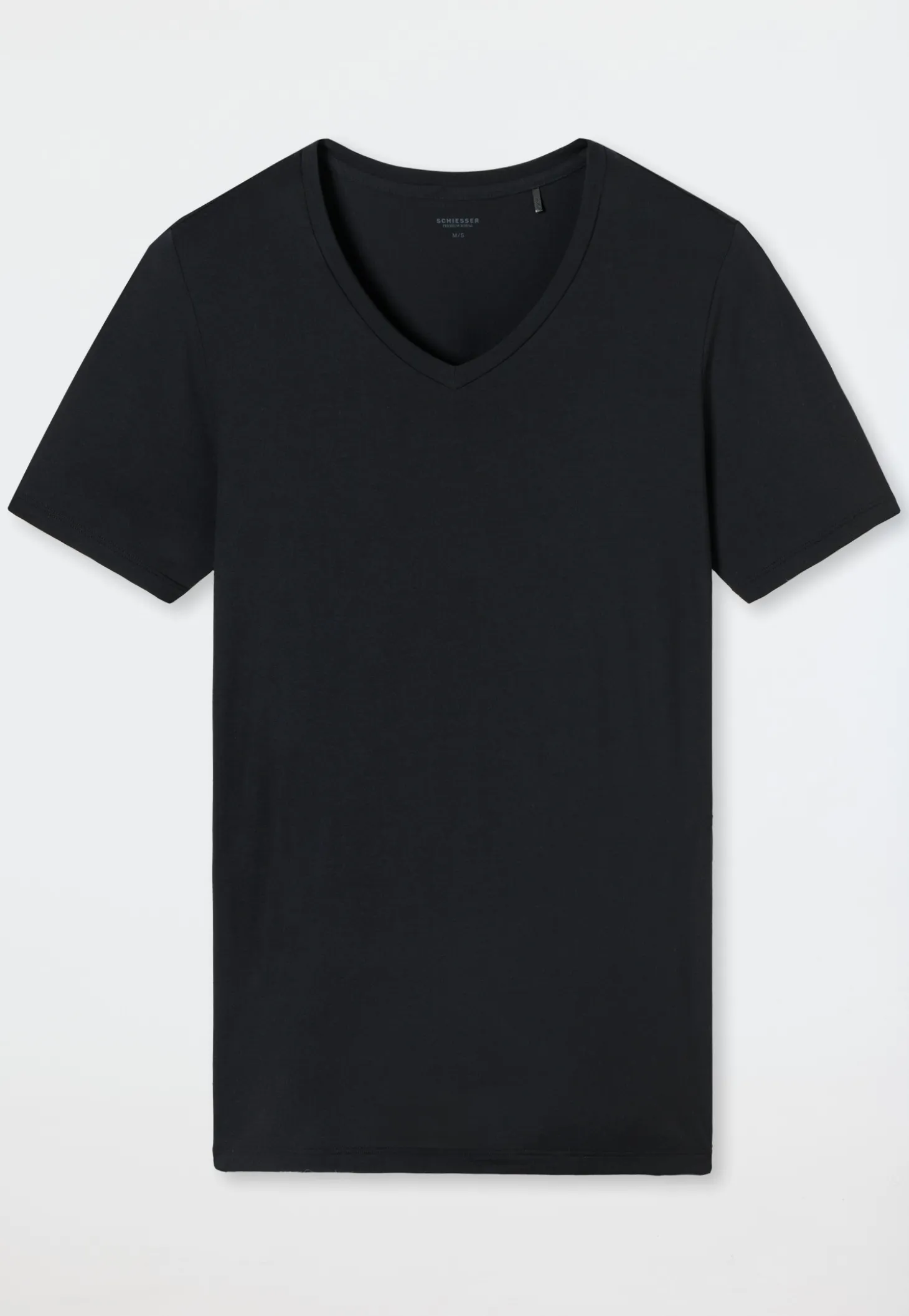 Shirt kurzarm V-Ausschnitt schwarz - Premium Modal