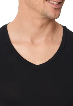 Shirt kurzarm V-Ausschnitt schwarz - Premium Modal