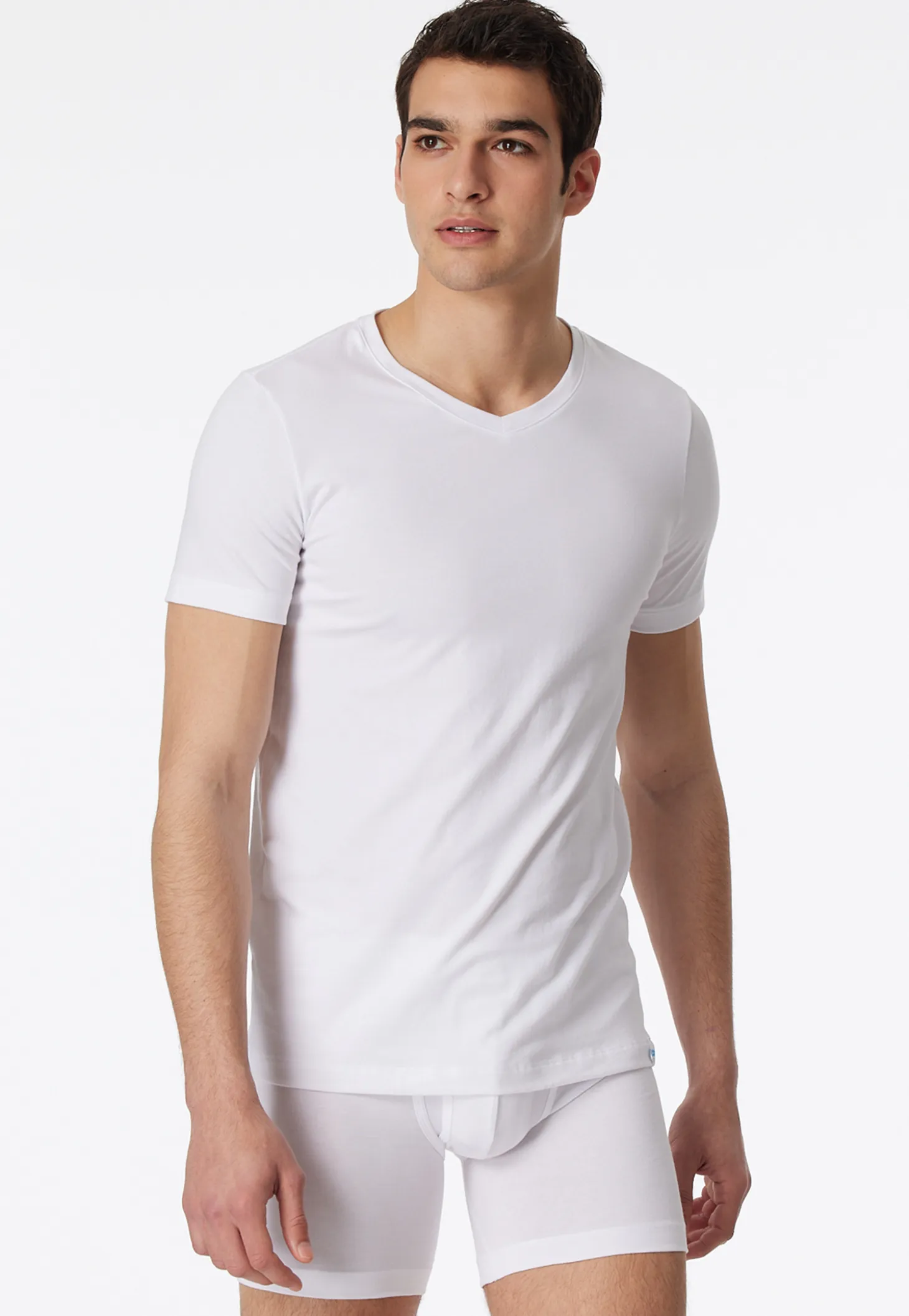 Shirt kurzarm V-Ausschnitt weiß - Long Life Cotton