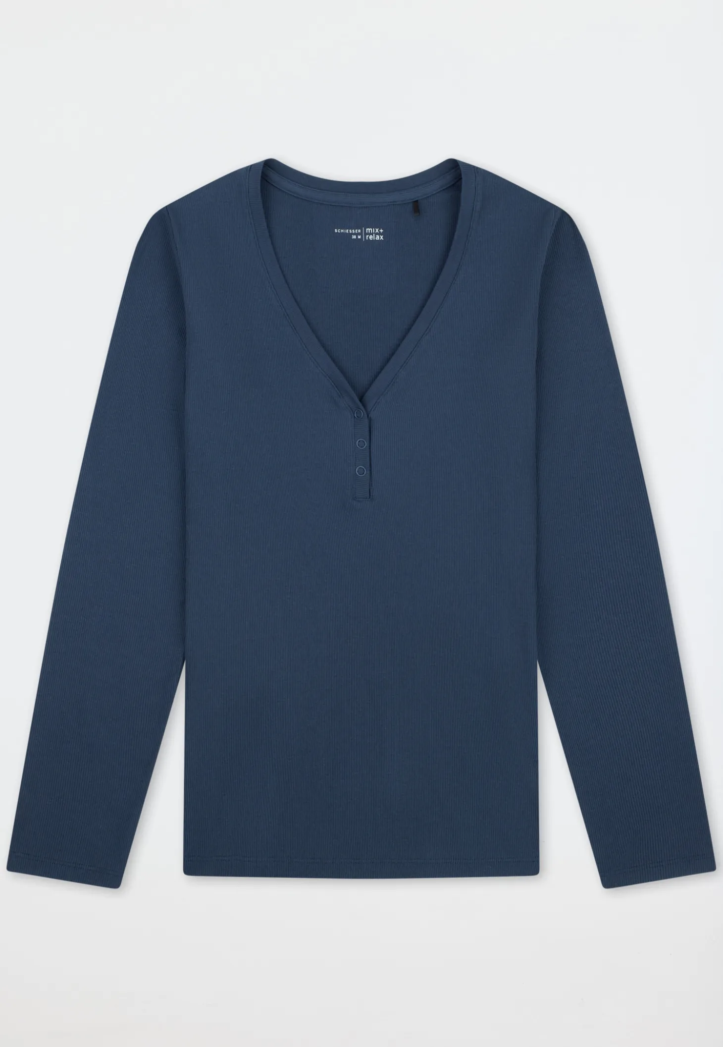 Shirt langarm Doppelripp Druckknöpfe deep blue - Mix+Relax