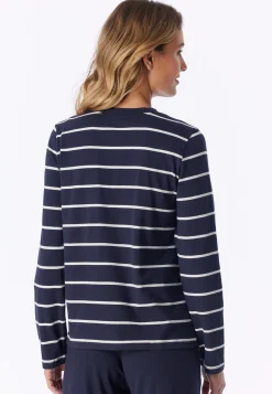Shirt langarm dunkelblau-weiß geringelt - Mix+Relax