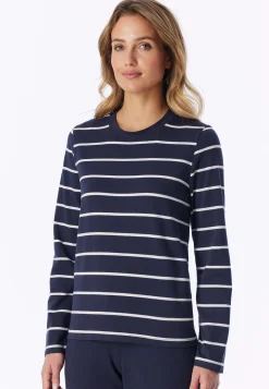 Shirt langarm dunkelblau-weiß geringelt - Mix+Relax