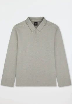 Shirt langarm Feinripp Jacquard Zipper bright taupe - Mix+Relax