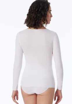 Shirt langarm Feinripp rundhals Spenzer weiß - Luxury