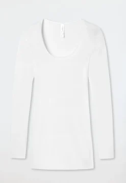 Shirt langarm Feinripp rundhals Spenzer weiß - Luxury