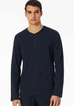 Shirt langarm Knopfleiste nachtblau - Mix+Relax