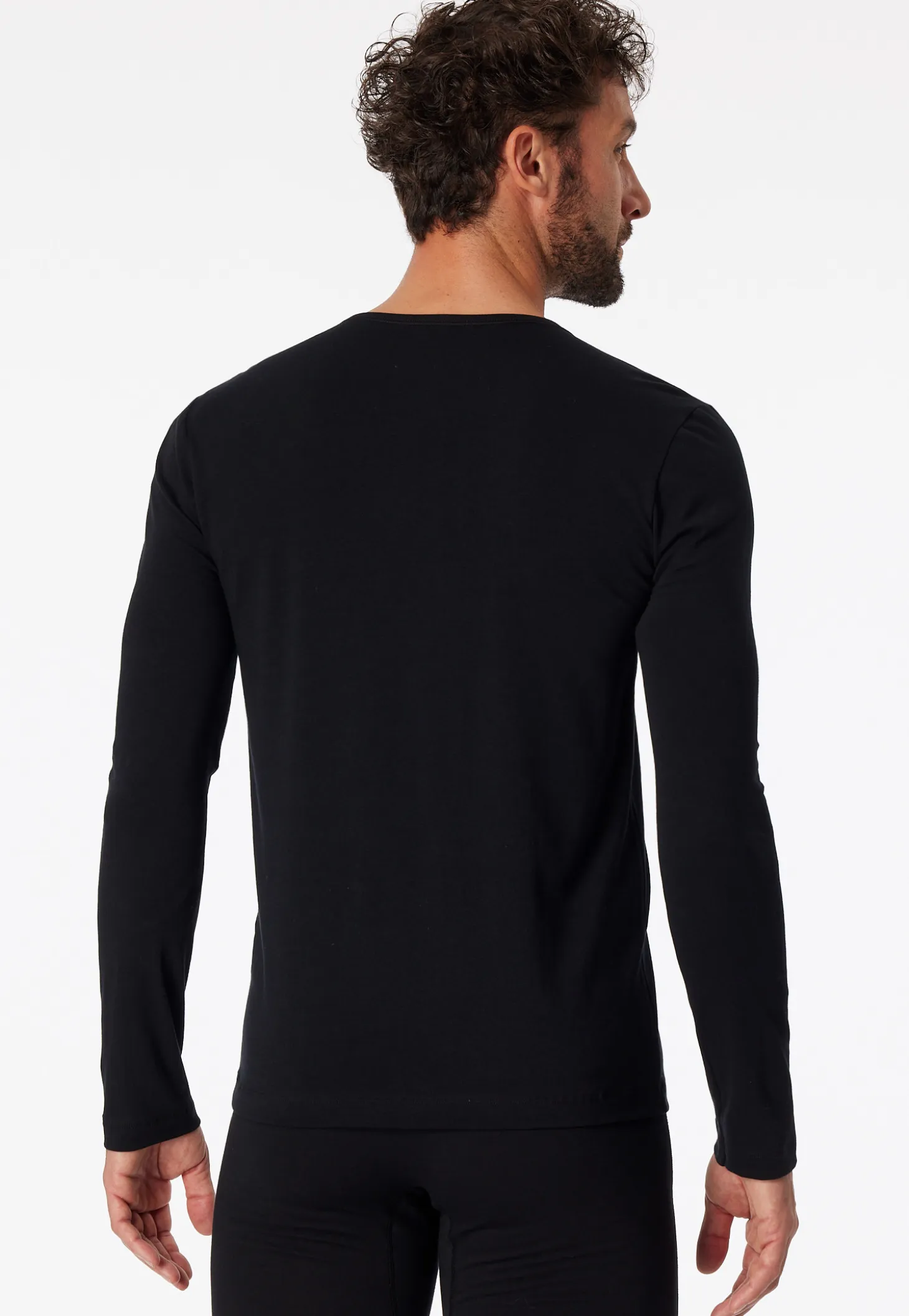 Shirt langarm Rundhals schwarz - 95/5