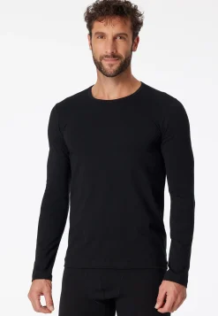 Shirt langarm Rundhals schwarz - 95/5